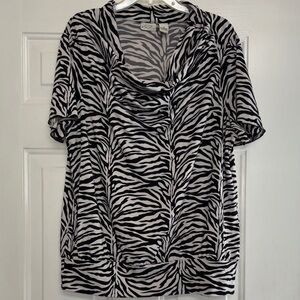 Kim Rogers Black and White Zebra Print Blouse xl